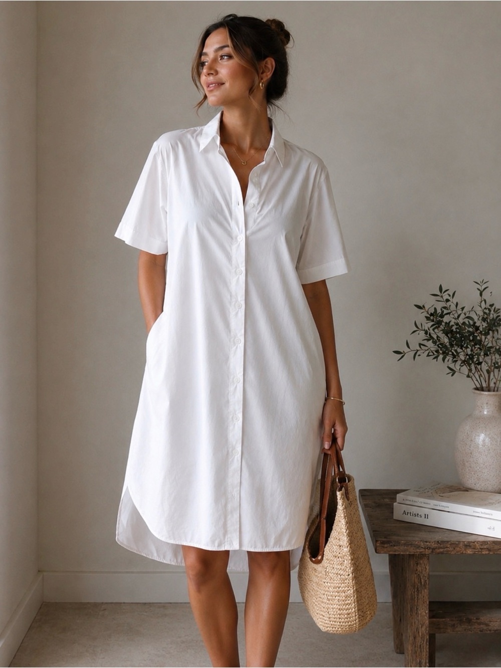 COS white button down dress